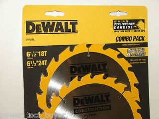 Dewalt DW9158 6 1/2 Combo Carbide Circular Saw Blade Set 24T, 18T for 