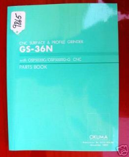 Okuma GS 36N CNC Surface & Profile Grinder Parts Book