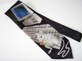 Addiction Computer Mouse Lunch Break Novelty Tie Mens Necktie Cute