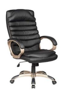 High Back Ribbed Leather Computer Office Desk Chair O5