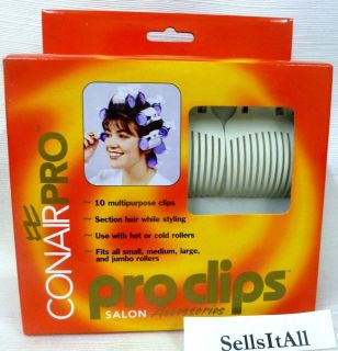 CONAIR PRO CLIPS(10)~FITS ALL HOT ROLLERS!~BUTTERFLY JAW CLAMPS~ NIB 