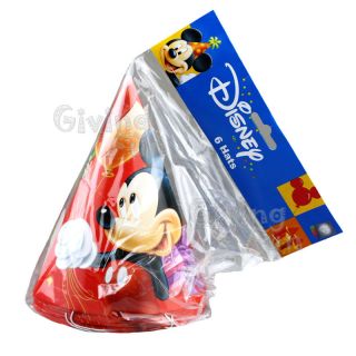  Disney Mickey Mouse Birthday Kids Child Party Supplies 6x Cone Hats