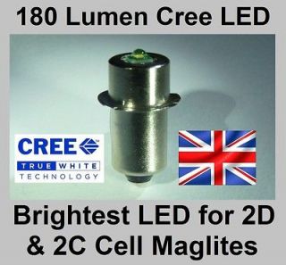   Torch Flashlight Cree 3 Watt LED Bulb Conversion Upgrade 2 D/C Cell