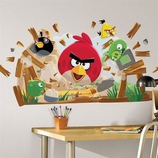 ANGRY BIRDS GIANT wall sticker MURAL 32 BIG decals PIGS ROCKS WOOD 34 