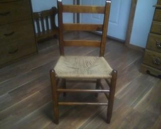   19th c New England Maple Ladder Back Chair Woven Split Cane Seat