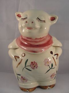 Antique Smiley Pig Cookie Jar 1930s Shawnee Pottery Co. USA Red 