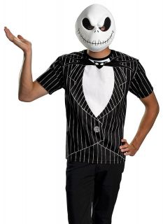 Mens Jack Skellington T Shirt & Mask Halloween Costume
