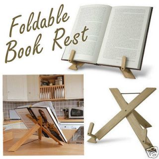 Fold Away Foldable Book Rest Wood Holder Reading Stand Cookbook Rack w 