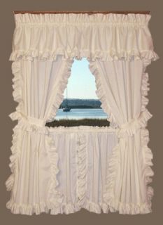 Country Cottage Cape Cod Ruffled Curtains Tiers or Valance White or 