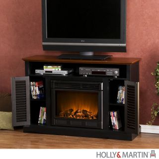 Savannah Black Walnut Media Console ELECTRIC FIREPLACE TV Stand Holly 