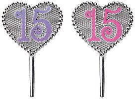 QUINCEANERA HEART SILVER BIRTHDAY PARTY CAKE KIT DECORATION