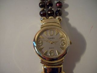 Costume Jewelry~8~Ladies~Gold Tone Cardini Watch~Colorful Bead Band 