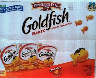   FARM GOLDFISH BAKED SNACK CHEDDAR CHEESE CRACKERS 24 PACKAGES