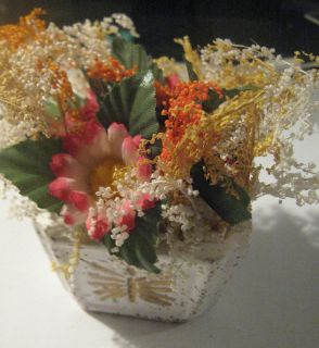 Miniature Dried/Silk Flower Arrangement 4 x 4 Inches  Pink Daisy 