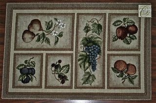 3X4 Kitchen Rug Mat Beige Washable Mats Rugs Fruit Grapes Pears Apples 