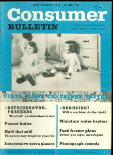 1959 Consumer Bulletin: Vinyl Floor Coverings/Refr​igerator Freez 
