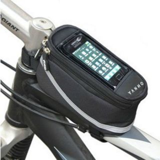   Cycling Bike Bicycle Frame Pannier Front Tube Bag For Cell Phone Black