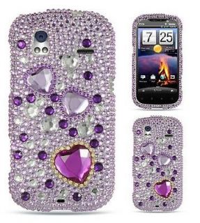   Bling Purple HEART Jeweled Cover CASE for HTC AMAZE 4G Rhinestone GEM