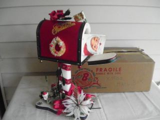 B90) Vintage Christmas mercury glass beads+bottlebrush wreath mailbox 