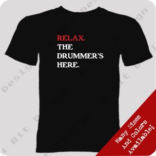   The Drummers Here T Shirt Funny Geek Emo Nerd Vintage Music Band Tee