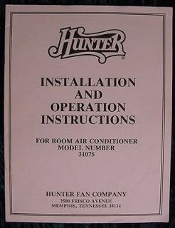 Vintage Installation and Operation Instructions for Hunter Air 
