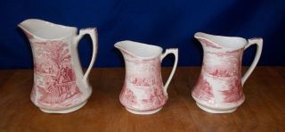Set of 3 Tintern Hand Engraved Pitchers By Alfred Meakin England