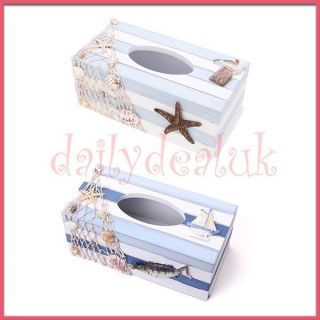 Seaside Ocean Beach Wooden Tissue Paper Holder Box Cover Case Gift
