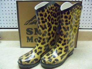 Cowboy Rubber Muck Barn Boots Leopard Print Ladies 7