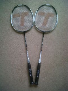 MATCHED PAIR TACTIC VOYAGER X SMASH BADMINTON RACKETS WITH YONEX 