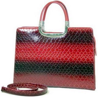New Womens Crocodile/Alli​gator Briefcase   Purse   Handbag Bag RED
