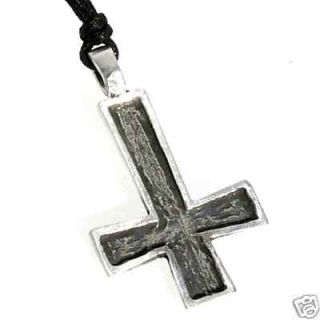 50H ST PETERS Inverted Cross PEWTER PENDANT Necklace