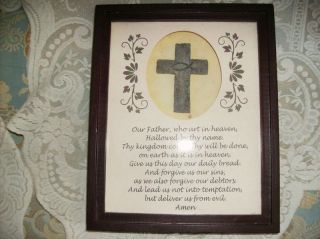 LORDS PRAYER Our Father Framed Shadowbox art w cross Jesus PICTURE 6 