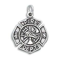 925 Silver Firefighter Badge Cross Necklace Pendant x