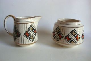 Vintage Sadler England Gilt Sugar Bowl & Creamer Set