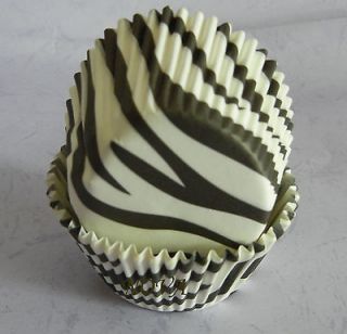   and white zebra cupcake liners bake paper cup muffin cases 50x33mm