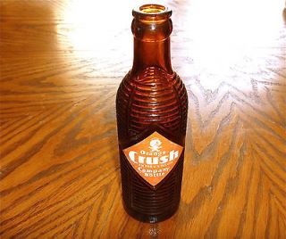 Vintage ORANGE CRUSH amber ribbed 7 oz Company soda bottle 1974 VG 