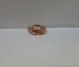   Gold 2.72ctw Natural Cushion Cut Mozambique Morganite & Diamond Ring