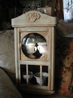 ANTIQUE WOOD WALL CLOCK CASE REPURPOSED SHABBY HANGING CURIO CABINET