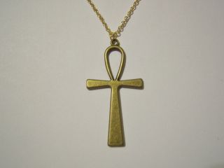 Bronze Plated Egyptian Ankh on 2.2mm Gold Plated Necklace ~ A 