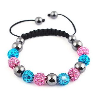 1P DIY Pink/blue Cuff Bracelet Disco Ball(8pcs) Crystal black 