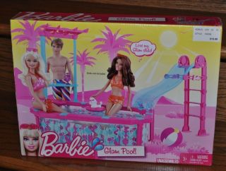 NIB Barbie Glam Pool Playset Slide Girl Toy NEW