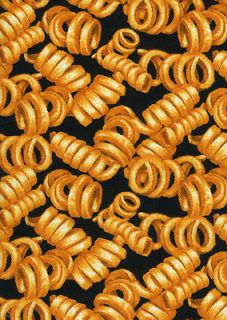 Curly Fries Shoestring French Fry Black Munchies Food Yardage Timeless 