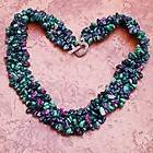 18 NATURAL RUBY ZOISITE GEMSTONE SILVER PLATED CLASP CHIP NECKLACE
