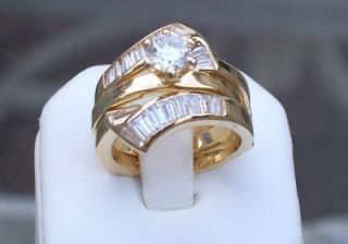 CARAT CUBIC ZIRCONIA WEDDING RING SET ENGAGEMENT2 RING SET GOLD 