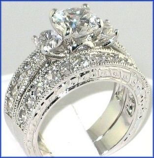   Emerald Cut CZ Anniversary Bridal Engagement Wedding Ring Set   SIZE 8