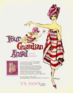 1959 AD Tussy deodorants your guardian angel Morrow art advertising
