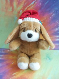   1986 Holiday SAD SAM Puppy Dog Plush Stuffed Animal EUC Red Hat