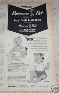 1952 Princess Pat baby diaper Pants creepers VINTAGE AD