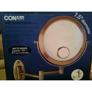 Conair Wall Mount Mirror 7.5 Diameter Matte Brass Bathroom Swivel 