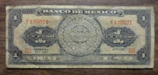 1967 V 10 Circulated Un Peso $1 Banco De Mexico BEA Series F430021 07